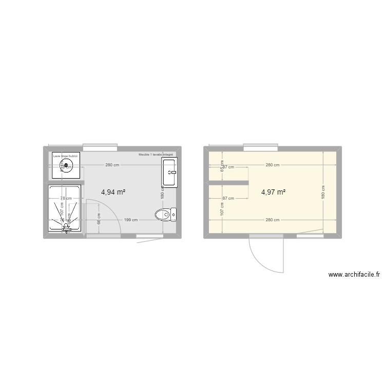 bung30. Plan de 2 pièces et 10 m2