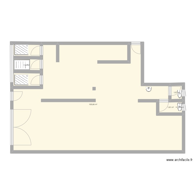 Bas salle de sport. Plan de 4 pièces et 116 m2