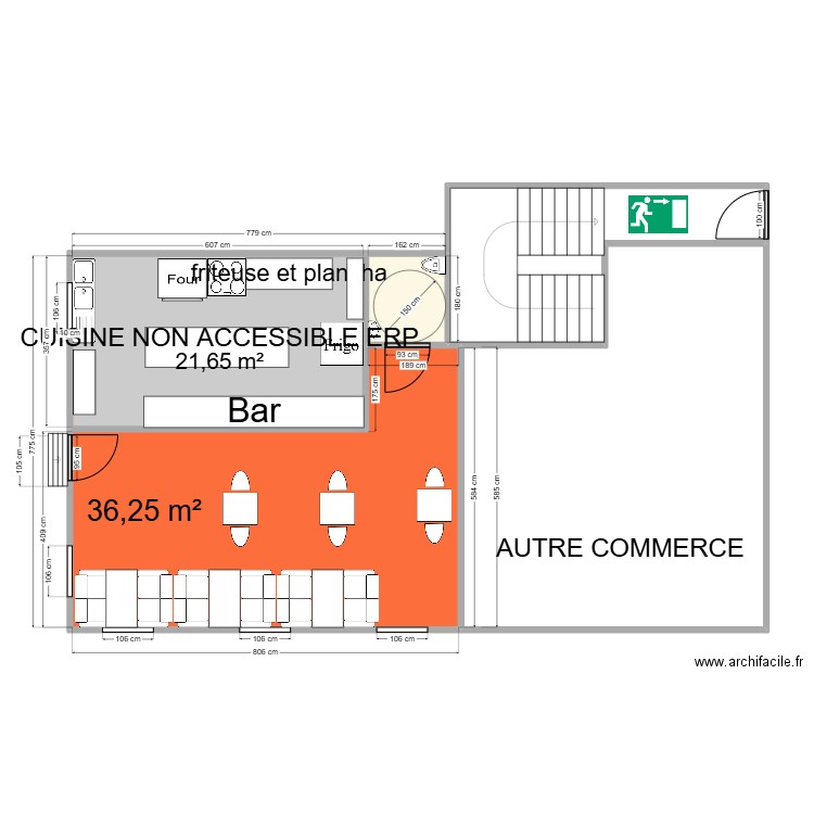 RDC AVANT TRAVAUX. Plan de 5 pièces et 118 m2