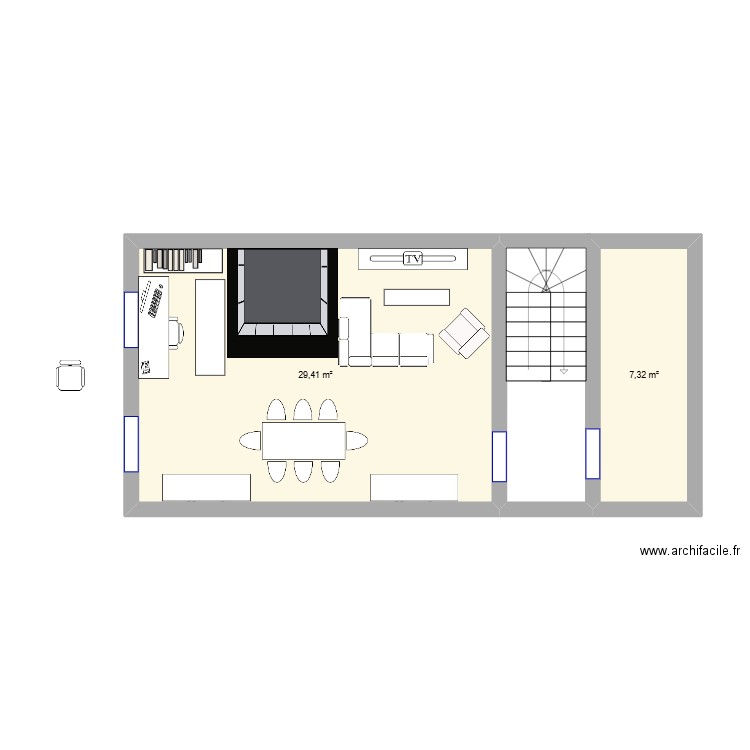 maison 1. Plan de 2 pièces et 37 m2