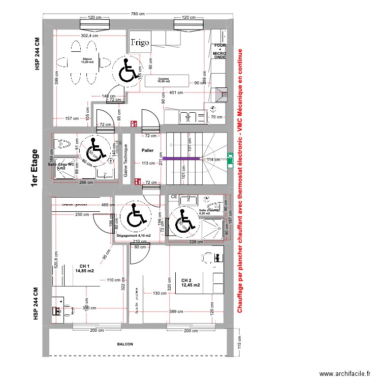 21 Bis plaine 1ER ETAGE V1 Etudiant  01-08-2024. Plan de 8 pièces et 73 m2