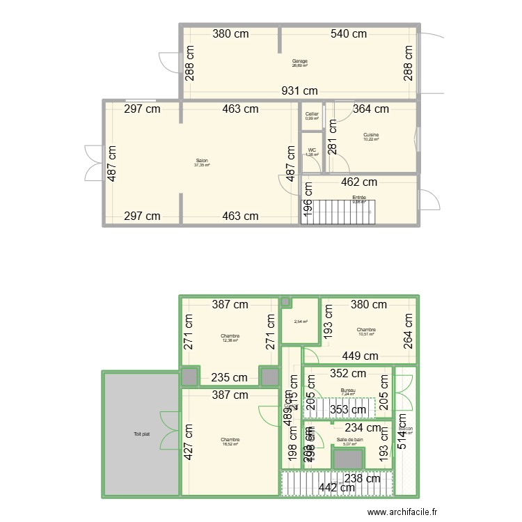 Maison. Plan de 20 pièces et 169 m2