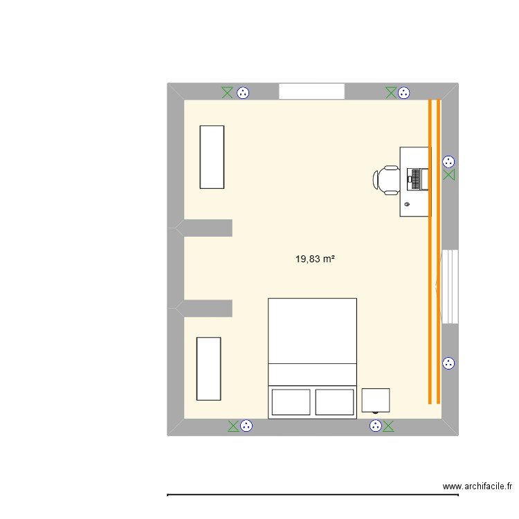 sous sol. Plan de 1 pièce et 20 m2