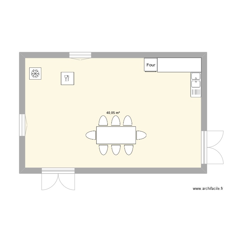 TPVC. Plan de 1 pièce et 40 m2