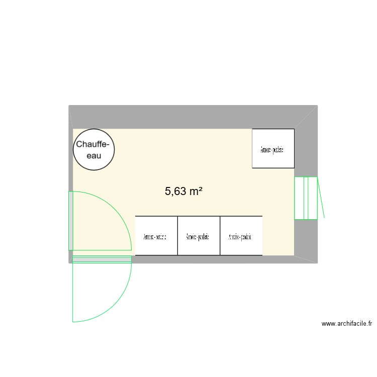 PI7CES. Plan de 1 pièce et 6 m2