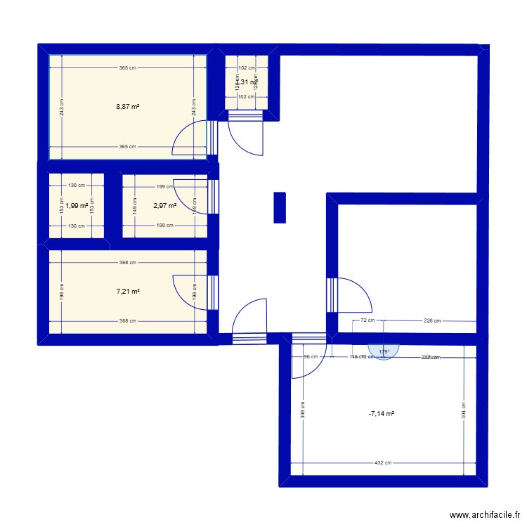 chouen. Plan de 6 pièces et 35 m2