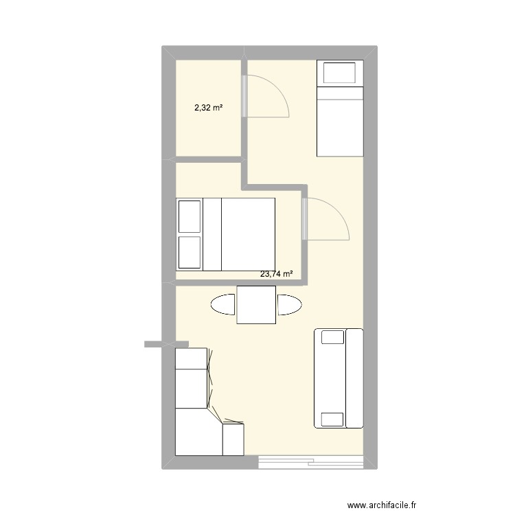 APPART 01. Plan de 2 pièces et 26 m2