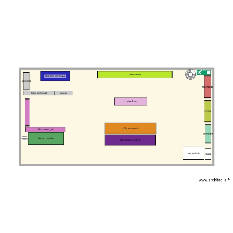 fleuriste. Plan de 1 pièce et 47 m2