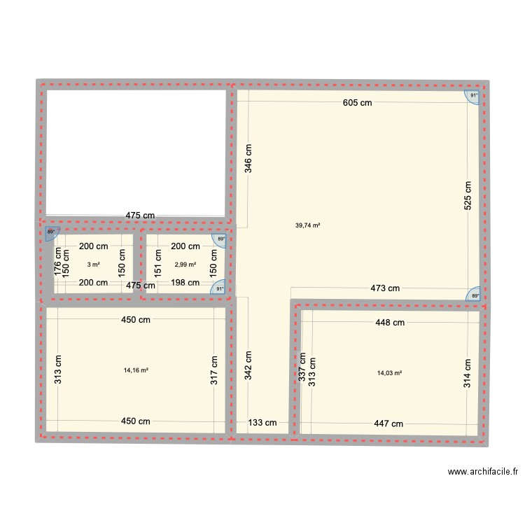 Le Shala Prana. Plan de 5 pièces et 79 m2