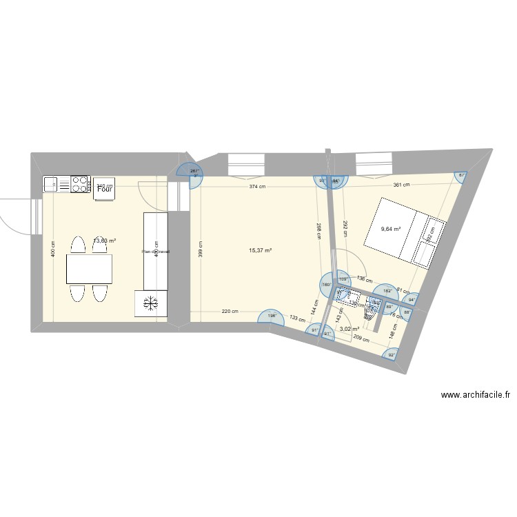 MaisonLoc2. Plan de 4 pièces et 42 m2