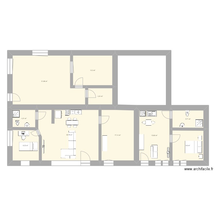 PLAN COLLOREC. Plan de 10 pièces et 140 m2