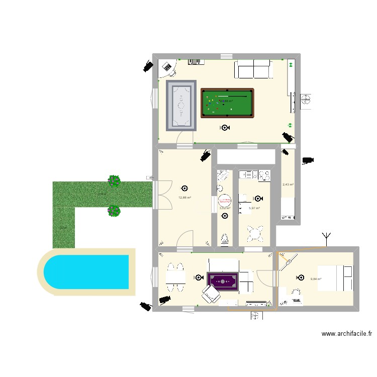 ΙοΤ Ηομε. Plan de 7 pièces et 77 m2