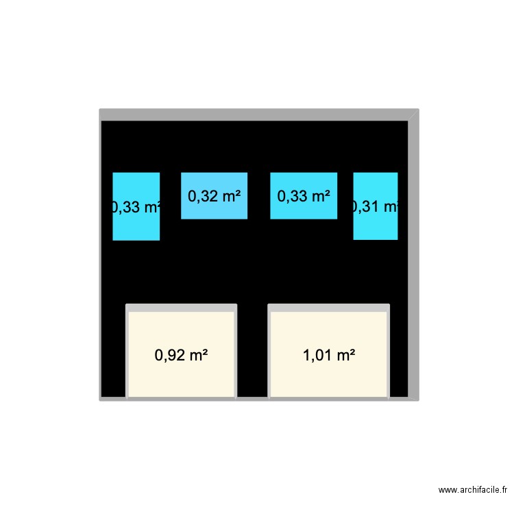 SALON mur de 3 m. Plan de 7 pièces et 10 m2