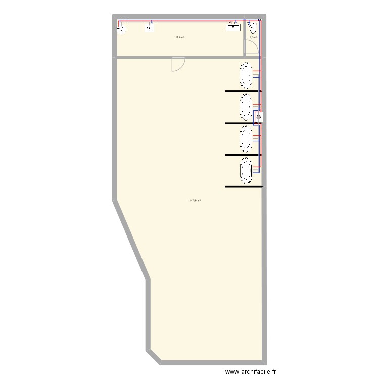 Panel . Plan de 3 pièces et 168 m2