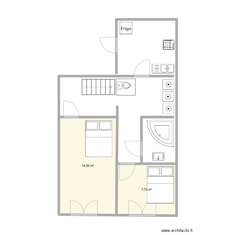 toulouse . Plan de 2 pièces et 22 m2