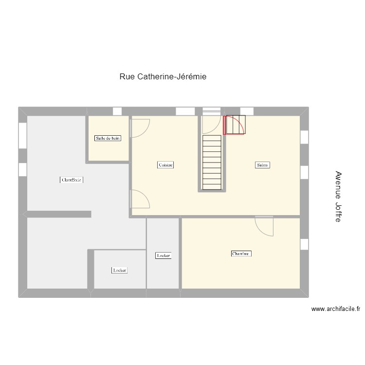 1er étage - après travaux. Plan de 4 pièces et 88 m2