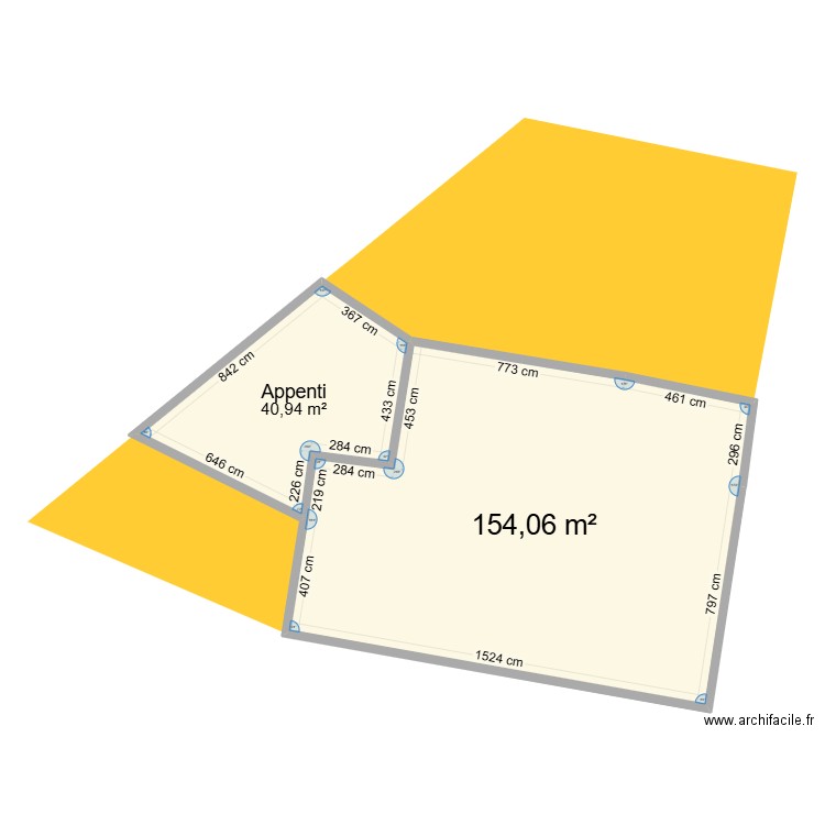 Roussennac Cadastre. Plan de 2 pièces et 195 m2