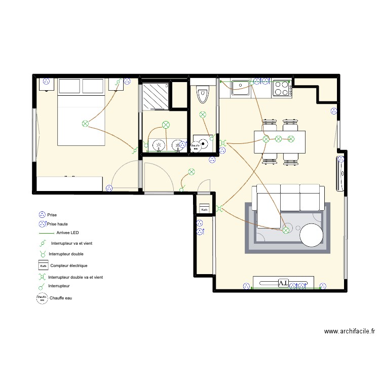 CHT-DAUMAS. Plan de 6 pièces et 40 m2