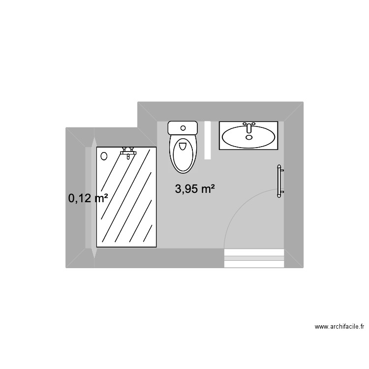 sdb. Plan de 2 pièces et 4 m2