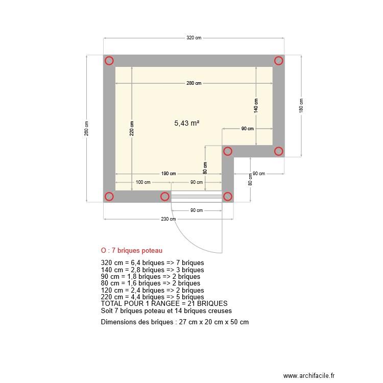 Plan côtes définitives. Plan de 1 pièce et 5 m2