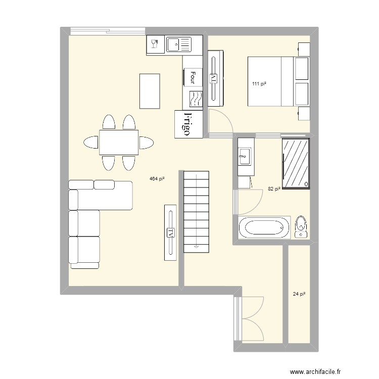 maison. Plan de 4 pièces et 63 m2