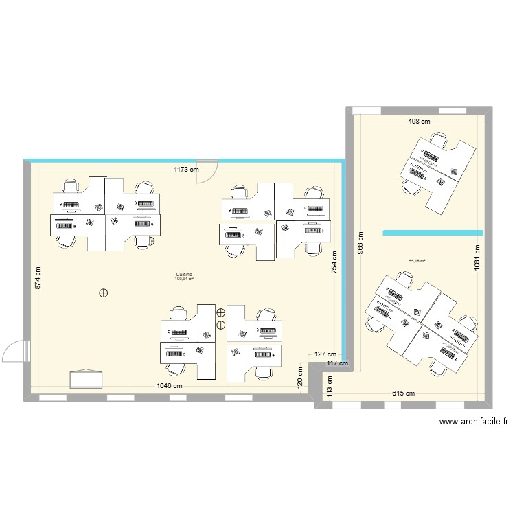 SAAD open space  V5. Plan de 2 pièces et 156 m2