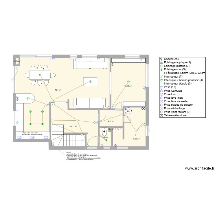 Mathieu RDC. Plan de 17 pièces et 170 m2