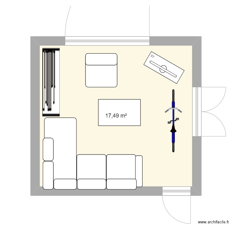 ANC1. Plan de 1 pièce et 17 m2