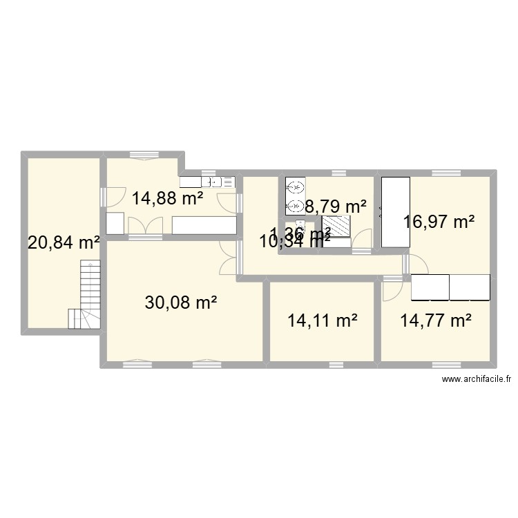 veigne. Plan de 12 pièces et 200 m2