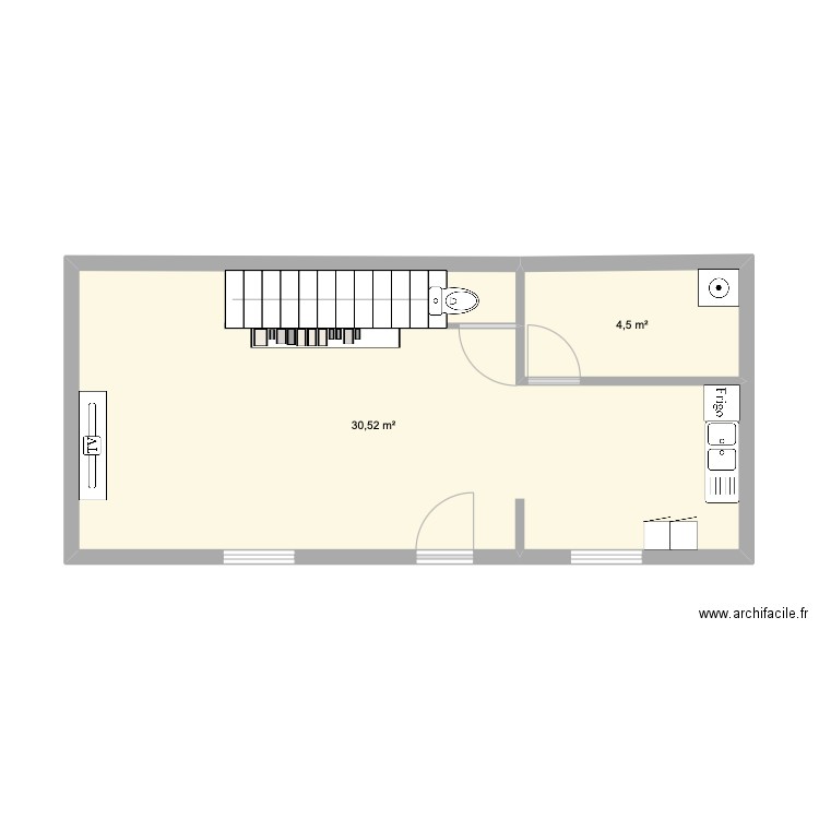 Maison des Ayden. Plan de 2 pièces et 35 m2