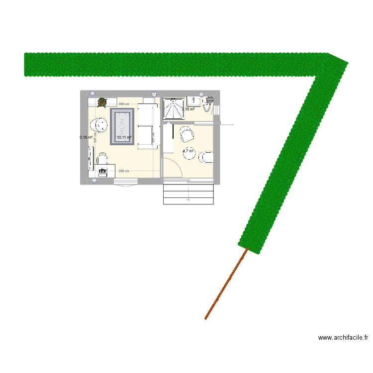 Cabinet 1. Plan de 4 pièces et 17 m2