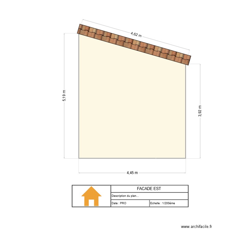 facade est 12B. Plan de 1 pièce et 20 m2