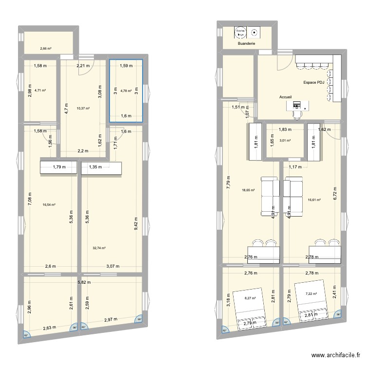 Legouvé. Plan de 14 pièces et 144 m2