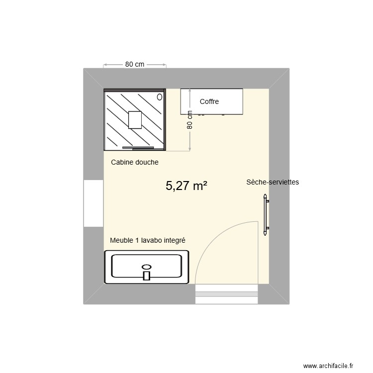 sdv avant. Plan de 1 pièce et 5 m2