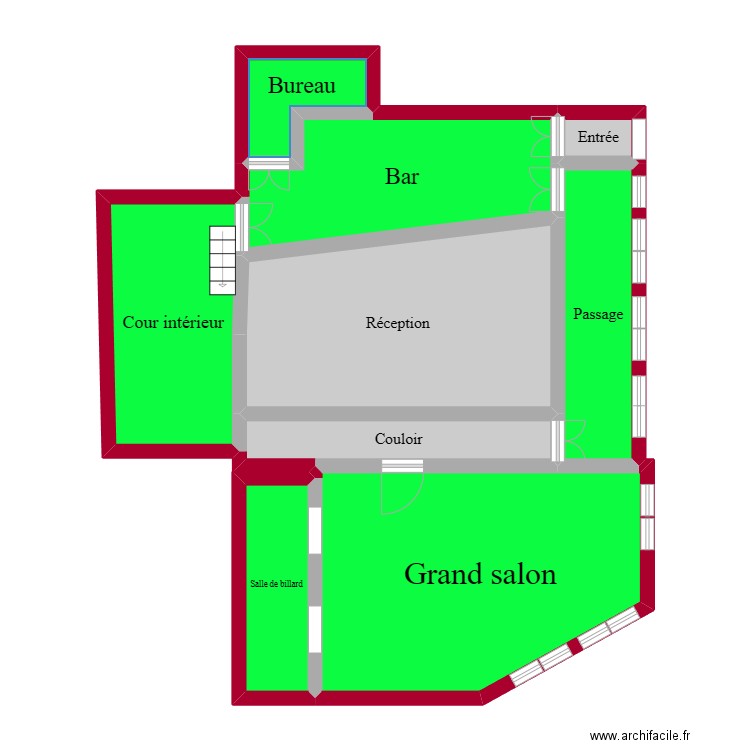 Plan Foyer. Plan de 9 pièces et 83 m2