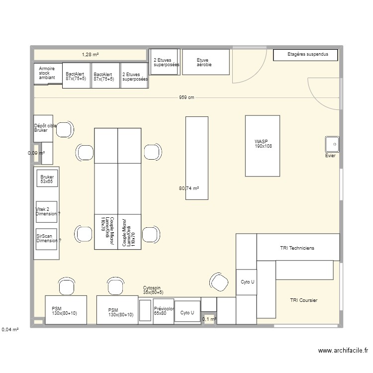 ALTITUDE MICROBIO. Plan de 5 pièces et 82 m2