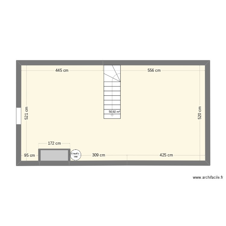 PAM HC etage TC1 plateau. Plan de 2 pièces et 52 m2