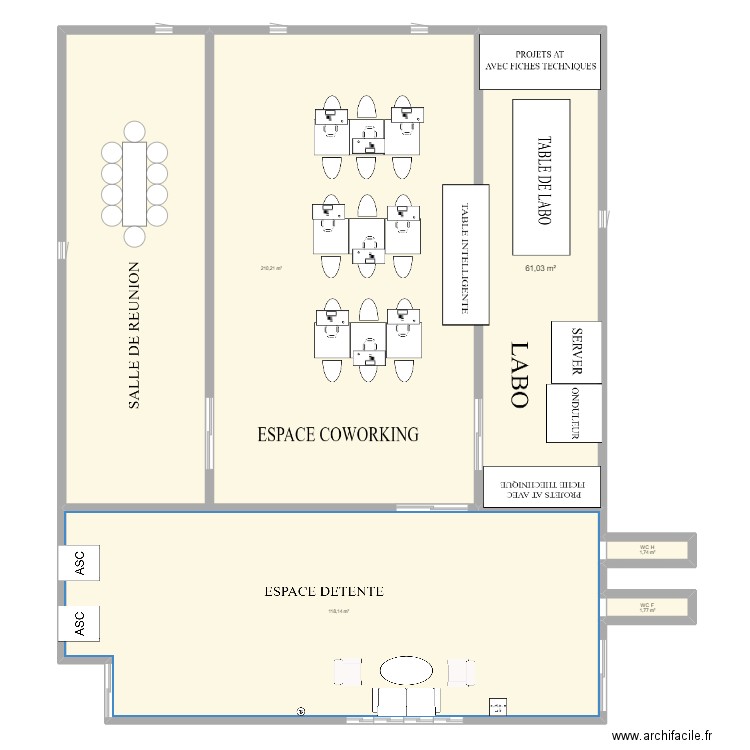 bureau. Plan de 5 pièces et 393 m2