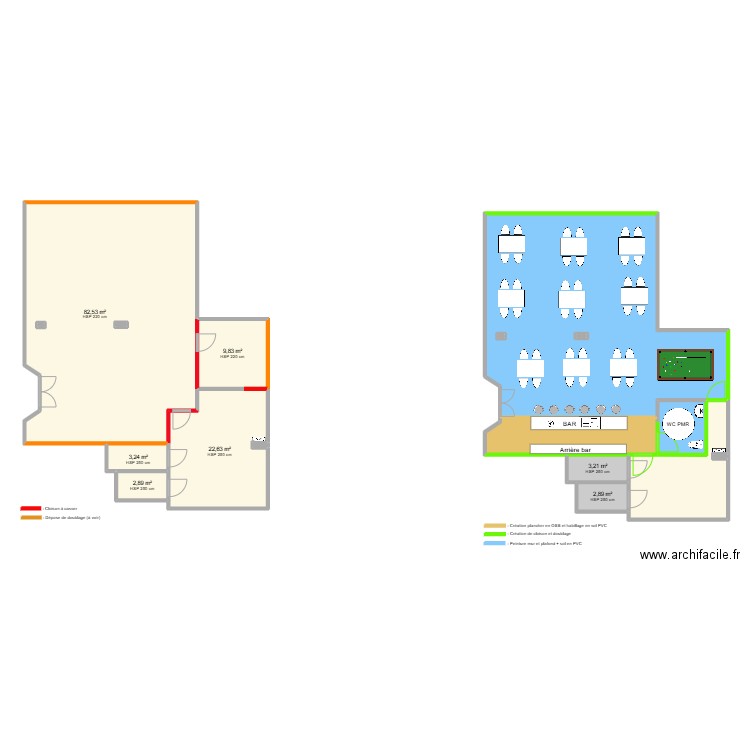 BAR à Champagne. Plan de 17 pièces et 242 m2