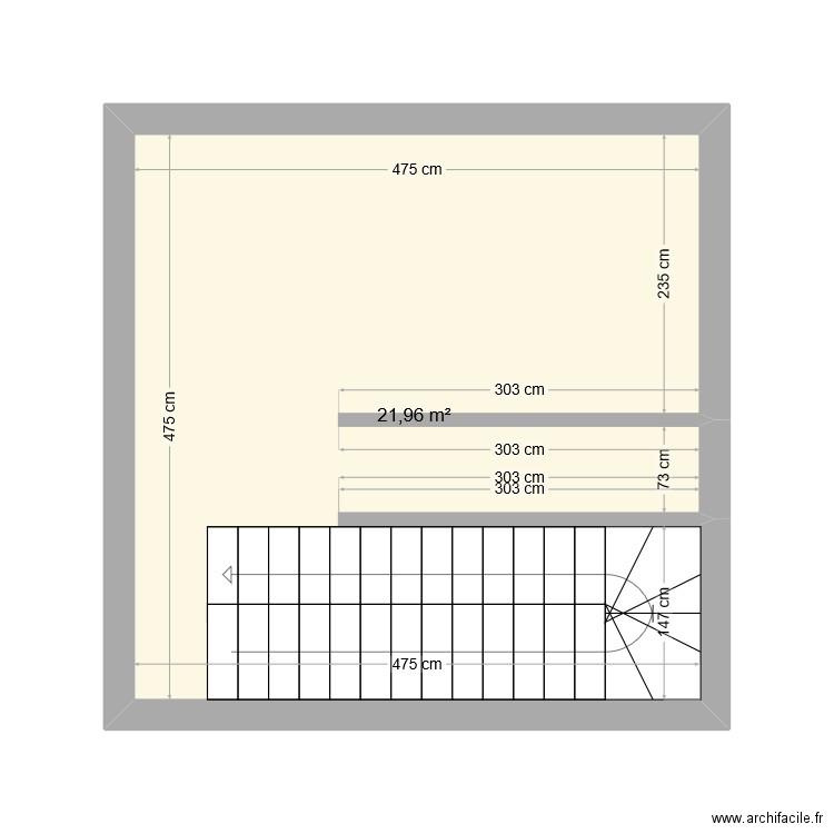 SOUS SOL. Plan de 1 pièce et 22 m2