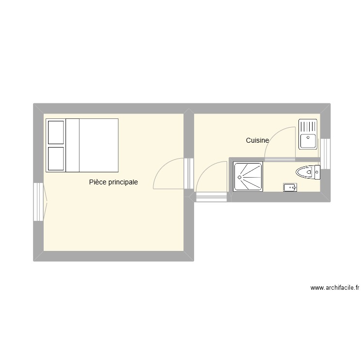 21 75015. Plan de 2 pièces et 20 m2