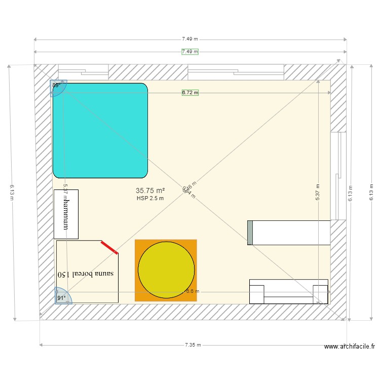 wistub14-06. Plan de 1 pièce et 36 m2