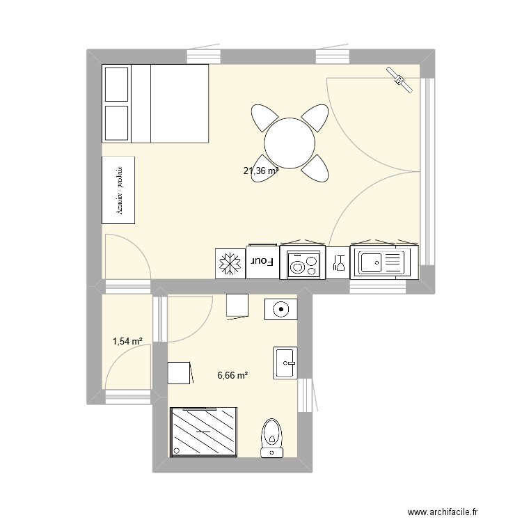 Arcachon. Plan de 3 pièces et 30 m2