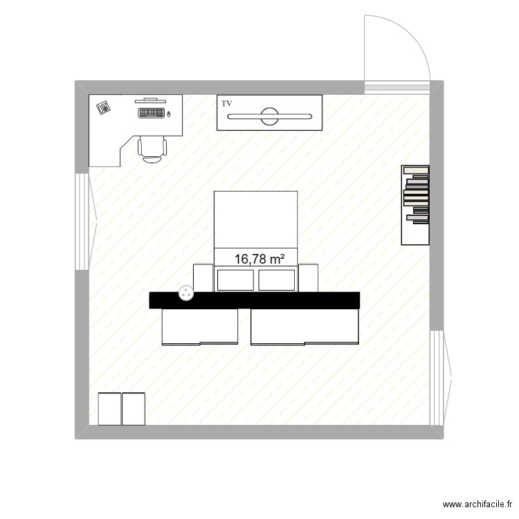 plan 1. Plan de 1 pièce et 17 m2