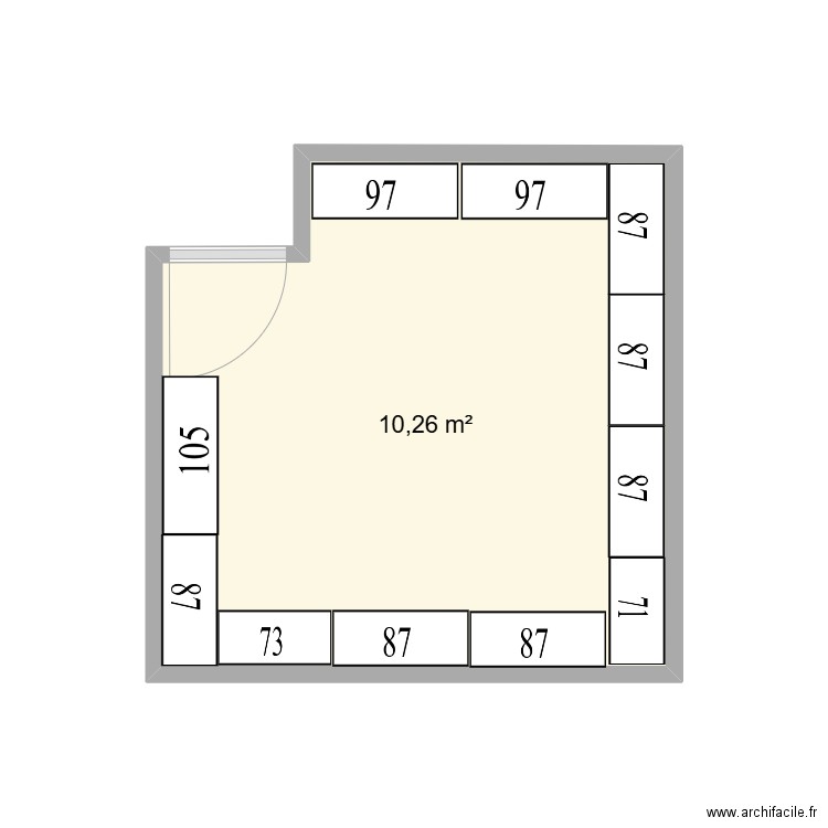 ancien local technique. Plan de 1 pièce et 10 m2