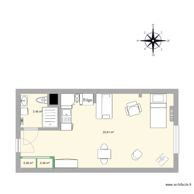 MamyLU. Plan de 5 pièces et 34 m2