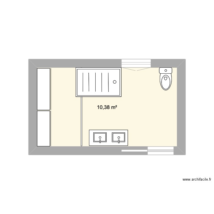 SDB Haut. Plan de 1 pièce et 10 m2