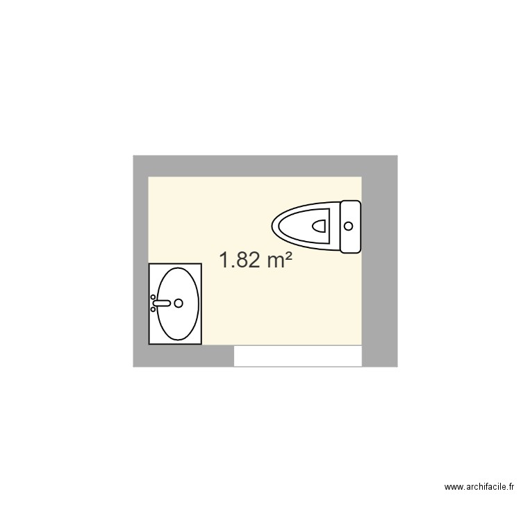 Toilette exterieur. Plan de 1 pièce et 2 m2