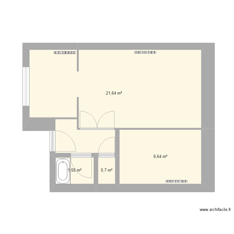 rez de chaussez. Plan de 4 pièces et 31 m2