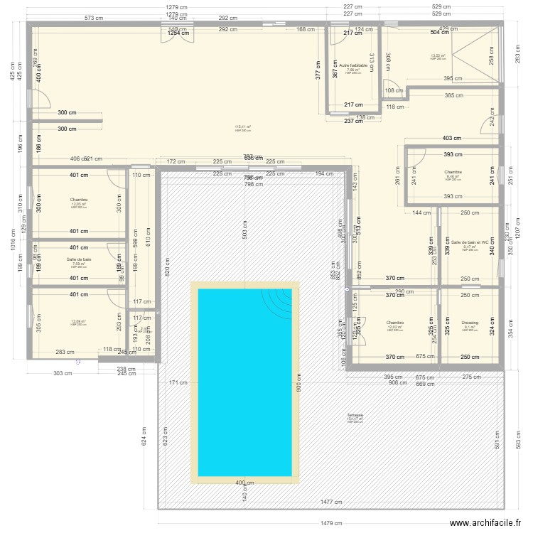 Plan cote DER der. Plan de 12 pièces et 363 m2